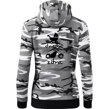 Dámská mikina Dnes zítra Harley - Dámská mikina trendy zipper s kapucí - 2XL ( Šedý maskáč )