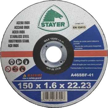Řezný kotouč Kotouč řezný na kov Ø 150 x 1,6 x 22,2 mm,T41, STANDARD, STAYER