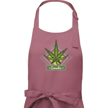 Kuchyňská zástěra Cannabis list kosočtverec - Dámská zástěra na vaření - Univerzální velikost ( Starorůžová )