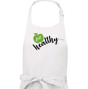 Kuchyňská zástěra Eat Healthy - Dámská zástěra na vaření - Univerzální velikost ( Bílá )