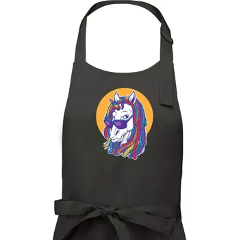 Kuchyňská zástěra Rasta unicorn - Pánská zástěra na vaření - Univerzální velikost ( Dřevěné uhlí )