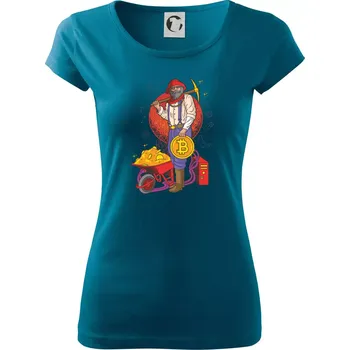 Dámské tričko Horník těží bitcoiny - Dámské triko Pure - L ( Petrolejová )