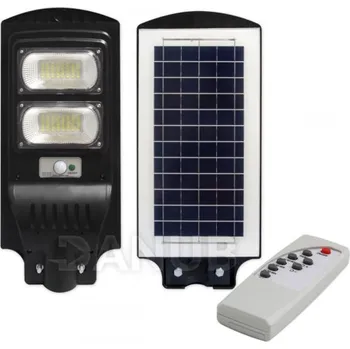 LED solární pouliční lampa - 100W - 6000K - pohybový a soumrakový senzor + dálkové ovládání - černá