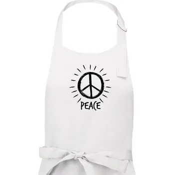 Kuchyňská zástěra Peace symbol černobílý - Pánská zástěra na vaření - Univerzální velikost ( Bílá )