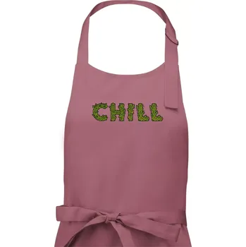 Kuchyňská zástěra Konopí nápis chill - Dámská zástěra na vaření - Univerzální velikost ( Starorůžová )