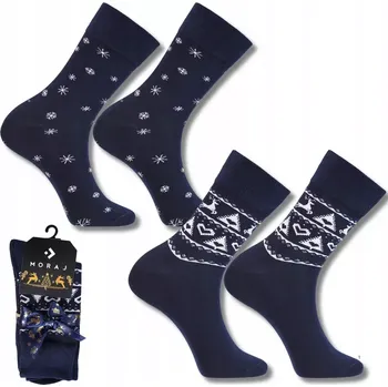 Pánské ponožky Pánské vánoční ponožky 065 - 2 páry - 43-45 / tmavě modrá