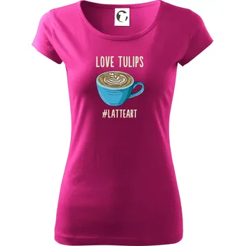 Dámské tričko Love tulips - latteart (Radek Pilař ART) - Dámské triko Pure - S ( Fuchsiová )