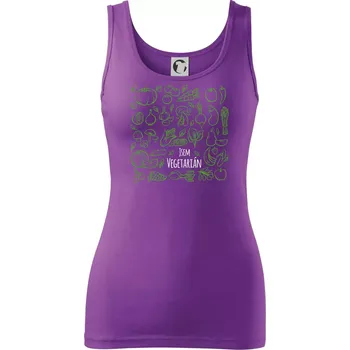 Dámské tričko Jsem vegetarián - zelenina ve čtverci - Dámské tílko - XL ( Fialová )