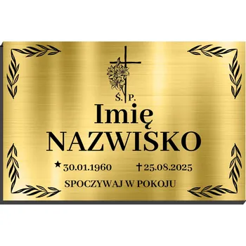 Obraz NÁHROBNÍ DESKA ZLATÁ | 32X21 cm | ZESNULÝ/Á JMÉNO PŘÍJMENÍ