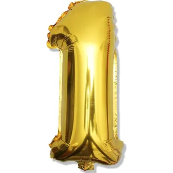 Balónek FÓLIOVÝ BALÓNEK ČÍSLICE ČÍSLICE 1 ZLATÁ NA OSLAVU NAROZENIN PÁRTY 40 cm