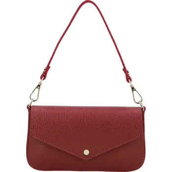 Kabelka Dámská kožená kabelka na rameno tmavě červená - Delami Vera Pelle Aksely červená
