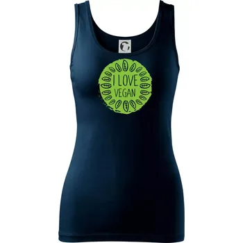 Dámské tričko I love vegan v kruhu - Dámské tílko - XL ( Námořní modrá (velmi tmavá - téměř černá) )