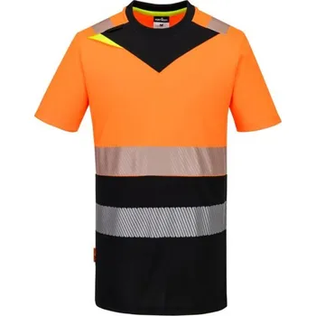 PortWest | DX4 tričko s vysokou viditelností třídy 1 s krátkým rukávem - Orange/Black / M / M / oranžová