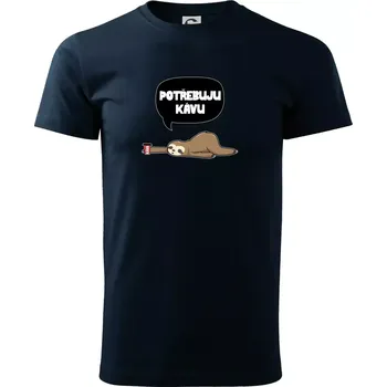 Pánské tričko Potřebuju kávu lenochod - Triko extra velké (5-8XL) - 6XL ( Námořní modrá (velmi tmavá - téměř černá) )