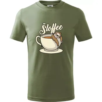 Dětská móda Šloffee - káva - Tričko dětské bavlněné - 134 cm/8 let ( Khaki )