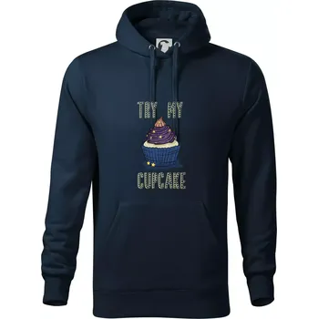 Pánská mikina Try my cupcake (Radek Pilař ART) - Mikina pánská Cape s kapucí - 2XL ( Námořní modrá (velmi tmavá - téměř černá) )