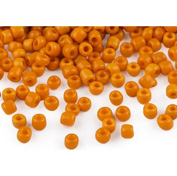 Dětské navlékací korálky Rokajl 6/0 - 4 mm neprůhledný, malé, 50 oranžová dýňová
