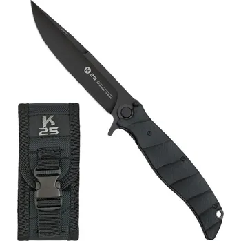 Bojový nůž Nůž zavírací K25 G10 černá čepel ČERNÝ + pouzdro