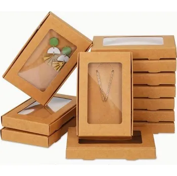 Dárkové balení – hnědá krabička s okénkem pro přívěsky