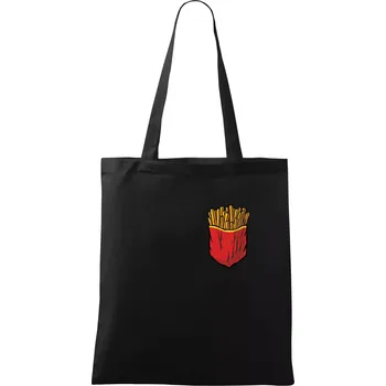 Nákupní taška Hranolky v kapse - Taška bavlněná - 42 x 38 cm ( Černá )