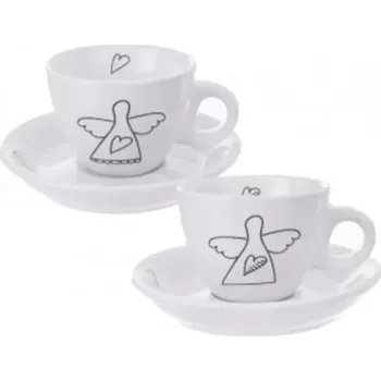 Sada hrnků s podšálky s motivem andílka (Dárková sada hrníčků)