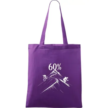 Narozeniny cyklista a lyžař 60 - Taška bavlněná - 42 x 38 cm ( Fialová )