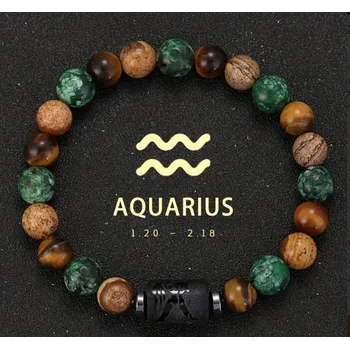 Šperk Astrologický náramek s přírodními kameny - unisex - znamení Vodnář 21.1-20.2