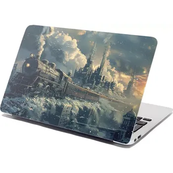 samolepka Sablio Samolepka na notebook Parní lokomotiva v zasněženém městě - 29x20 cm