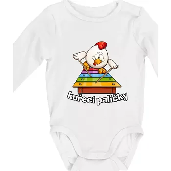 Kuřecí paličky - Body kojenecké s dlouhým rukávem - Dlouhý r. do 3 měs ( Bílá )