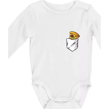 Pizza v kapse - Body kojenecké s dlouhým rukávem - Dlouhý r. 3-6 měs ( Bílá )
