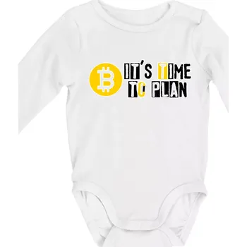 It's time to plan bitcoin - Body kojenecké s dlouhým rukávem - Dlouhý r. do 3 měs ( Bílá )