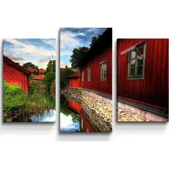 Obraz Sablio Obraz - 3-dílný Červený dům - 75x50 cm