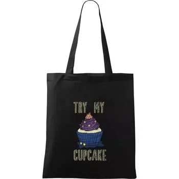 Nákupní taška Try my cupcake (Radek Pilař ART) - Taška bavlněná - 42 x 38 cm ( Černá )