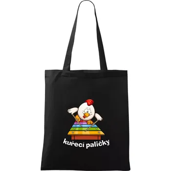 Nákupní taška Kuřecí paličky - Taška bavlněná - 42 x 38 cm ( Černá )