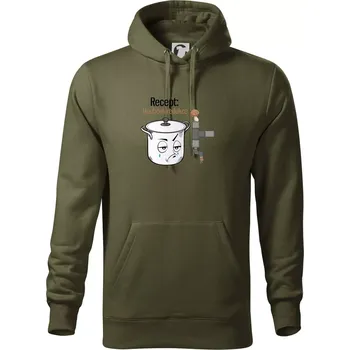Pánská mikina Recept houbová redukce - Mikina pánská Cape s kapucí - 5XL ( Military )