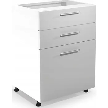 Šatní skříň Spodní skříňka se 3 zásuvkami, bílý lesk, 60x82/52 cm