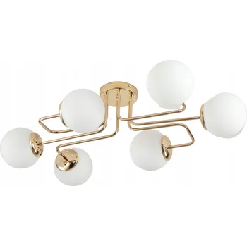 ZÁVĚSNÁ LAMPA STROPNÍ LUSTR KOULE zlatá MODERNÍ LED mléčná