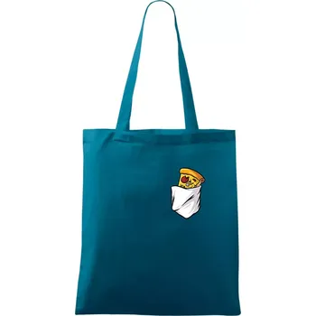 Pizza v kapse - Taška bavlněná - 42 x 38 cm ( Petrolejová )