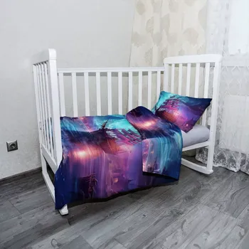 Povlečení Sablio Mikroplyšové dětské povlečení do postýlky Magická plachetnice pod měsícem - 120x90 / 40x60