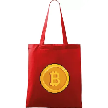 Nákupní taška Bitcoin mince - Taška bavlněná - 42 x 38 cm ( Červená )
