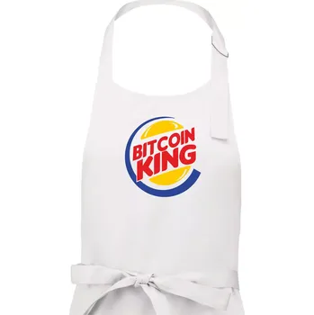 Kuchyňská zástěra Bitcoin King - Dámská zástěra na vaření - Univerzální velikost ( Bílá )