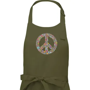 Kuchyňská zástěra Peace symbol lístečky - Pánská zástěra na vaření - Univerzální velikost ( Khaki )