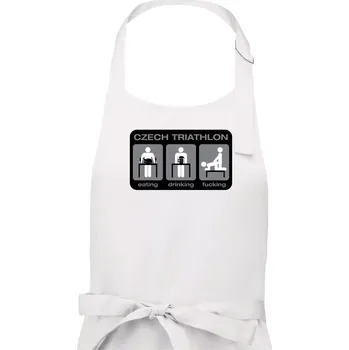 Kuchyňská zástěra Czech triathlon (Hana-creative) - Dámská zástěra na vaření - Univerzální velikost ( Bílá )
