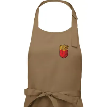 Kuchyňská zástěra Hranolky v kapse - Pánská zástěra na vaření - Univerzální velikost ( Cappuccino )