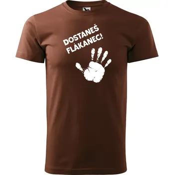 Pánské tričko Sablio Tričko s potiskem Dostaneš flákanec - hnědé S