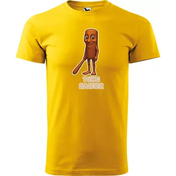 Pánské tričko Sablio Tričko s potiskem Tung sahur - Italian Brainrot - žluté S