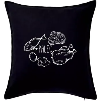 Polštář Paleo - kuře a ryba - Polštář 50x50 - 50x50 - Pouze potah ( Černá )