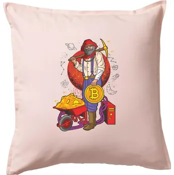 Polštář Horník těží bitcoiny - Polštář 50x50 - 50x50 - Pouze potah ( Světle růžová )