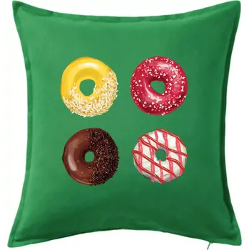 Polštář 4 donuty - Polštář 50x50 - 50x50 - Včetně výplně ( Středně zelená )