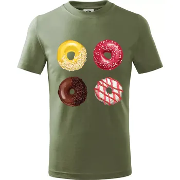 Chlapecké tričko 4 donuty - Tričko dětské bavlněné - 134 cm/8 let ( Khaki )